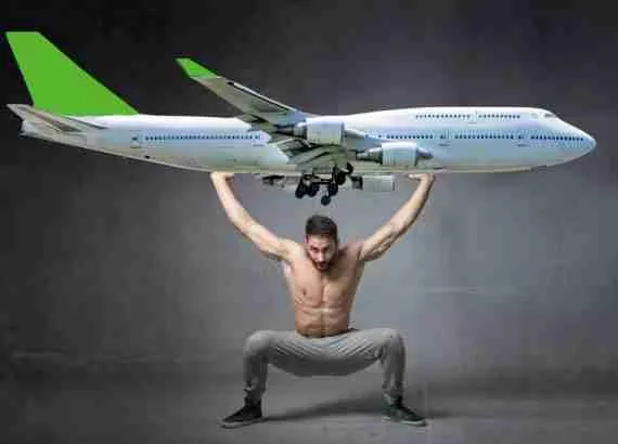 Man lifting a jumbo jet