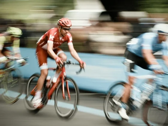 Cyclists in a sprint interval training race