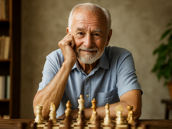 Senior man playing chess