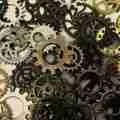 Interlocking brass and steel gears